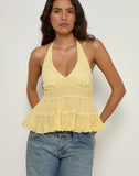Image of Juanita Frill Halterneck Top in Yellow