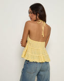 Image of Juanita Frill Halterneck Top in Yellow