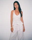 Image of Juanita Frill Halterneck Top in Crochet White