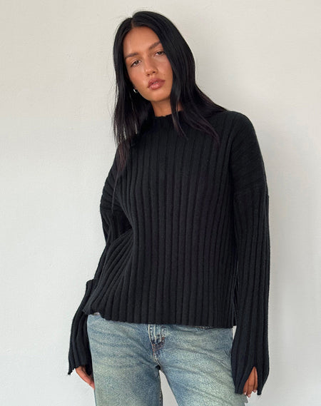 Lamees Jumper in Brown Knit with Stripe