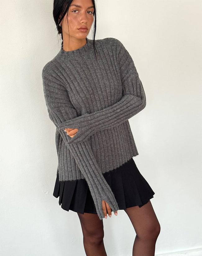 Image of Judah Oversized Chunky Rib Knit Jumper in Charcoal