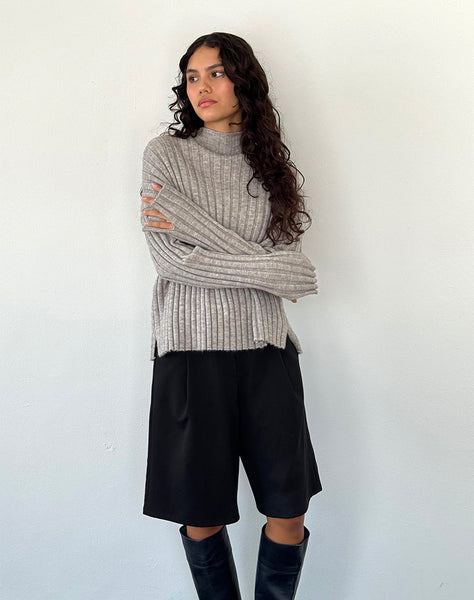 Image of Judah Oversized Chunky Rib Knit Jumper in Light Grey