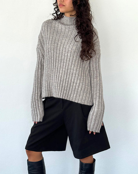 Image of Judah Oversized Chunky Rib Knit Jumper in Light Grey