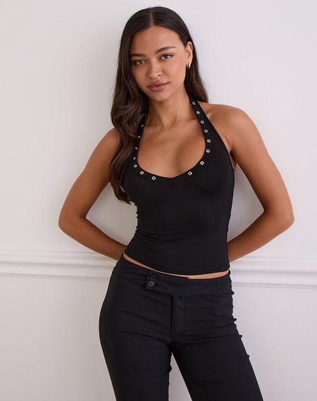 KENTO HOT PANT BLACK W EYELETS