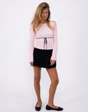 Image of Juhye Knitted Long Sleeve Top in Blush Pink with Black Binding