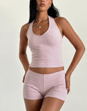 image of Jules Halter Top in Pink and Grey Jersey Stripe