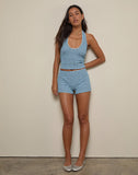 Image of Sera Micro Short in Textured Rib Stripe Tonal Blue