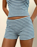 Image of Sera Micro Short in Textured Rib Stripe Tonal Blue