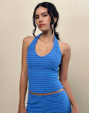 Image of Jules Top in Towelling Blue Stripe