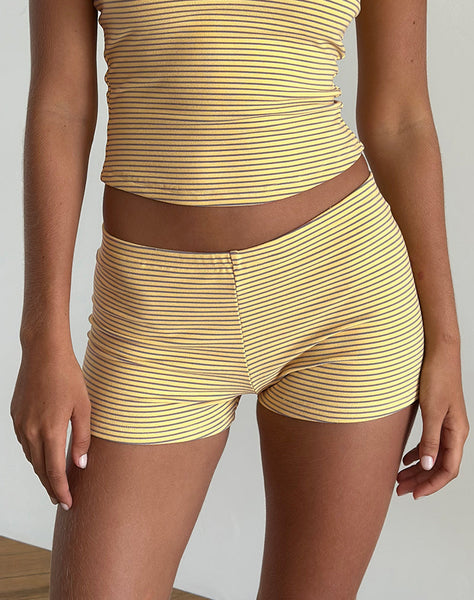 image of Sera Shorts in Stripe Jersey Yellow Grey