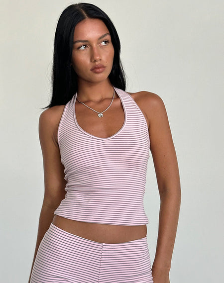 Moni Vest Top in Baby Pink Mesh