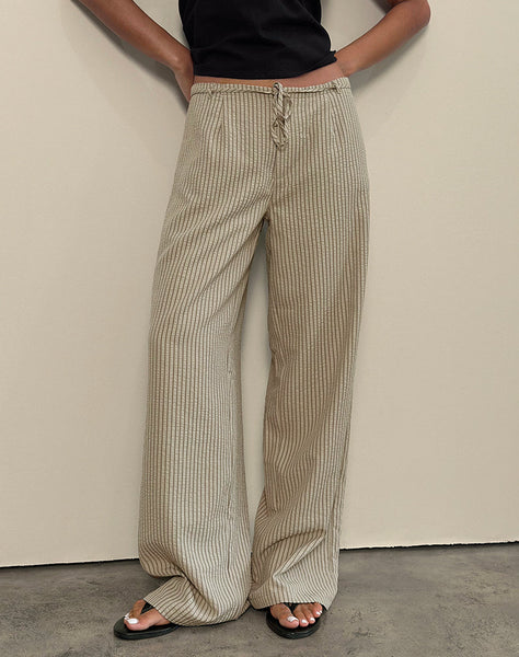 Image of Juria Trouser in Neutral Khaki Stripe
