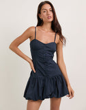 Image of Juun Puffball Mini Dress in Dark Navy