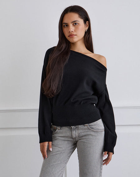 Jalira Asymmetric Jumper in Brown