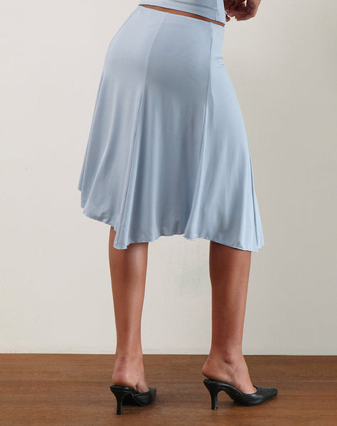 Image of Kadence Midi Skirt in Slinky Sky Blue