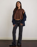 Image of Kaelis Pleated Blouse in Stripe Brown