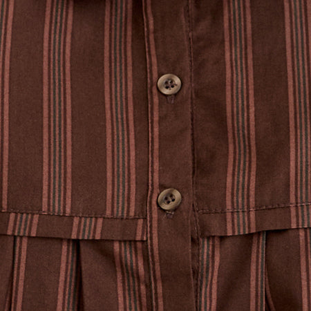 Kaelis Pleated Blouse in Stripe Brown
