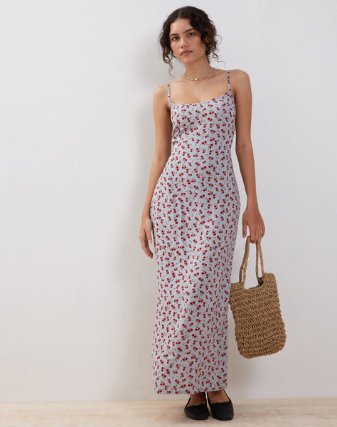 Image of Kafka Maxi Slip Dress in Blue Floral Ditsy