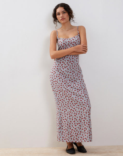 Image of Kafka Maxi Slip Dress in Blue Floral Ditsy