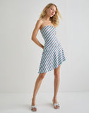 Image of Kagari Mini Dress in Diagonal Stripe Light Blue