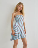 Image of Kagari Mini Dress in Diagonal Stripe Light Blue