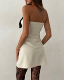 Image of Kagiso Bandeau Mini Dress with Oversized Velvet Bow in Ivory