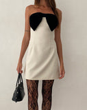 Image of Kagiso Bandeau Mini Dress with Oversized Velvet Bow in Ivory