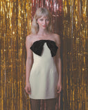 Image of Kagiso Bandeau Mini Dress with Oversized Velvet Bow in Ivory