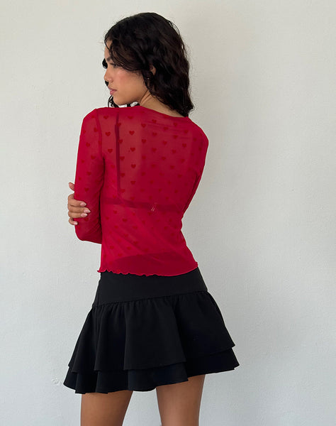 Image of Kahula Shirt in Red Heart Flocked Mesh