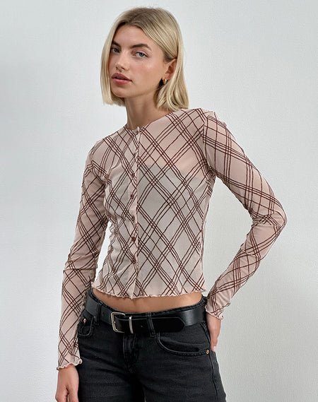 Lucerne Top In Irregular Stripe Grey And Black