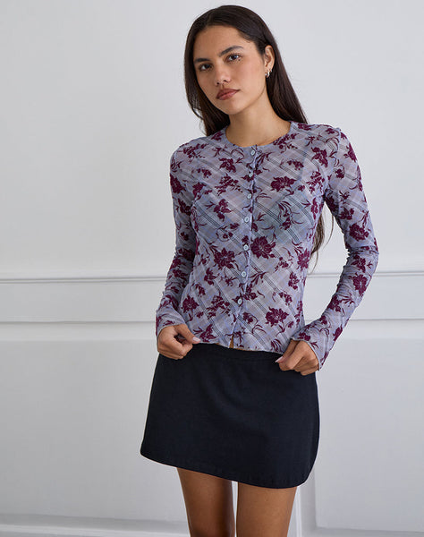 Image of Kahula Top in Lotus Flock Check Lavender