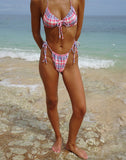 Image of Leyna Bikini Bottom in Pastel Pink Tartan