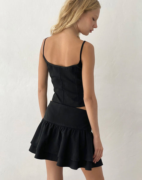 Image of Kaida Ivory Bow Detail Corset Top in Tailoring Black