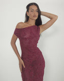 Image of Kaido Midi Dress in Sequin Knit Burgundy