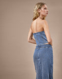 image of Kaiha Denim Bandeau Corset Top in Blue Wash