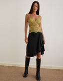 Image of Kaika Plunge Cami Top in Eyelash Lace Chartreuse