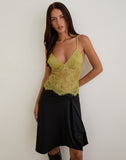 Image of Kaika Plunge Cami Top in Eyelash Lace Chartreuse