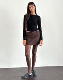 Image of Kaimar Mini Skirt in Pinstripe Brown Tailoring