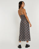 image of KALANA DRESS GREEN BLURRED CHECK DARK OLIVE