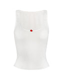 Image of Kalinda Top in Pointelle Ivory with Frill Trim