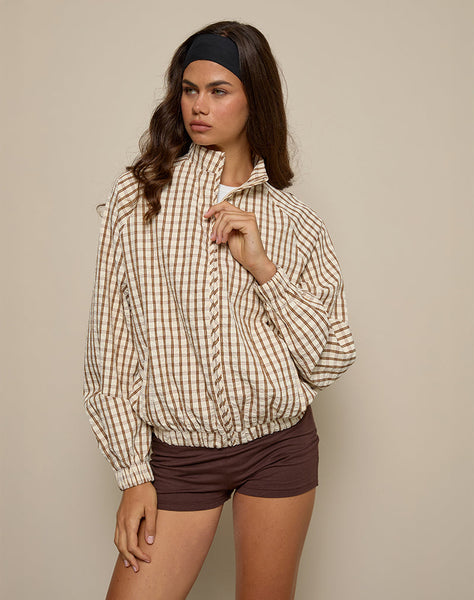 Image of Kalle Shell Jacket in Brown Check