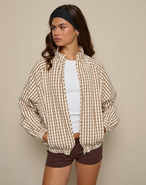 Image of Kalle Shell Jacket in Brown Check