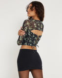 image of Kalula Long Sleeve Crop Top in Pretty Floral Green