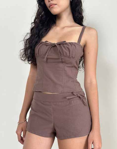 Image of Blazy Tie Short in Linen Taupe