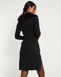 image of Kameo Longline Cardi in Black with Afghan Fur