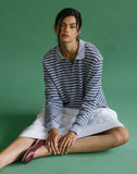 Image of Kamilla Baggy Long Sleeve Shirt in Blue and Grey Stripe