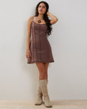 Image of Kaneisa Pintuck Mini Slip Dress in Deep Taupe