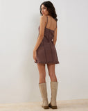 Image of Kaneisa Pintuck Mini Slip Dress in Deep Taupe