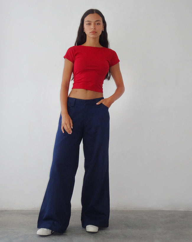 Image of Kaomy Wide Leg Trouser in Navy