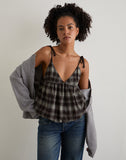 Image of Kaoru Triangle Bust Cami Top in Grey Check